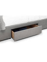 Fullerton bed: drawer pulled out from the grey base, close up