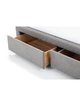 Fullerton bed: two drawers open showing the wood effect inside, close up