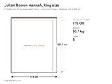 Julian Bowen Hannah king size bed: dimensions diagram, 179 x 219.5 cm outside