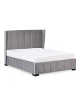 Julian Bowen Katie grey velvet winged bed with a mattress, on a white background