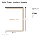 Julian Bowen Langham king size bed: dimensions diagram, 164 x 218 cm outside