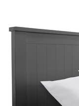 Maine ottoman bed: the top of the anthracite panelled headboard, close up