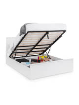 Julian Bowen Maine surf white ottoman bed with the gas lift base open, on a white background