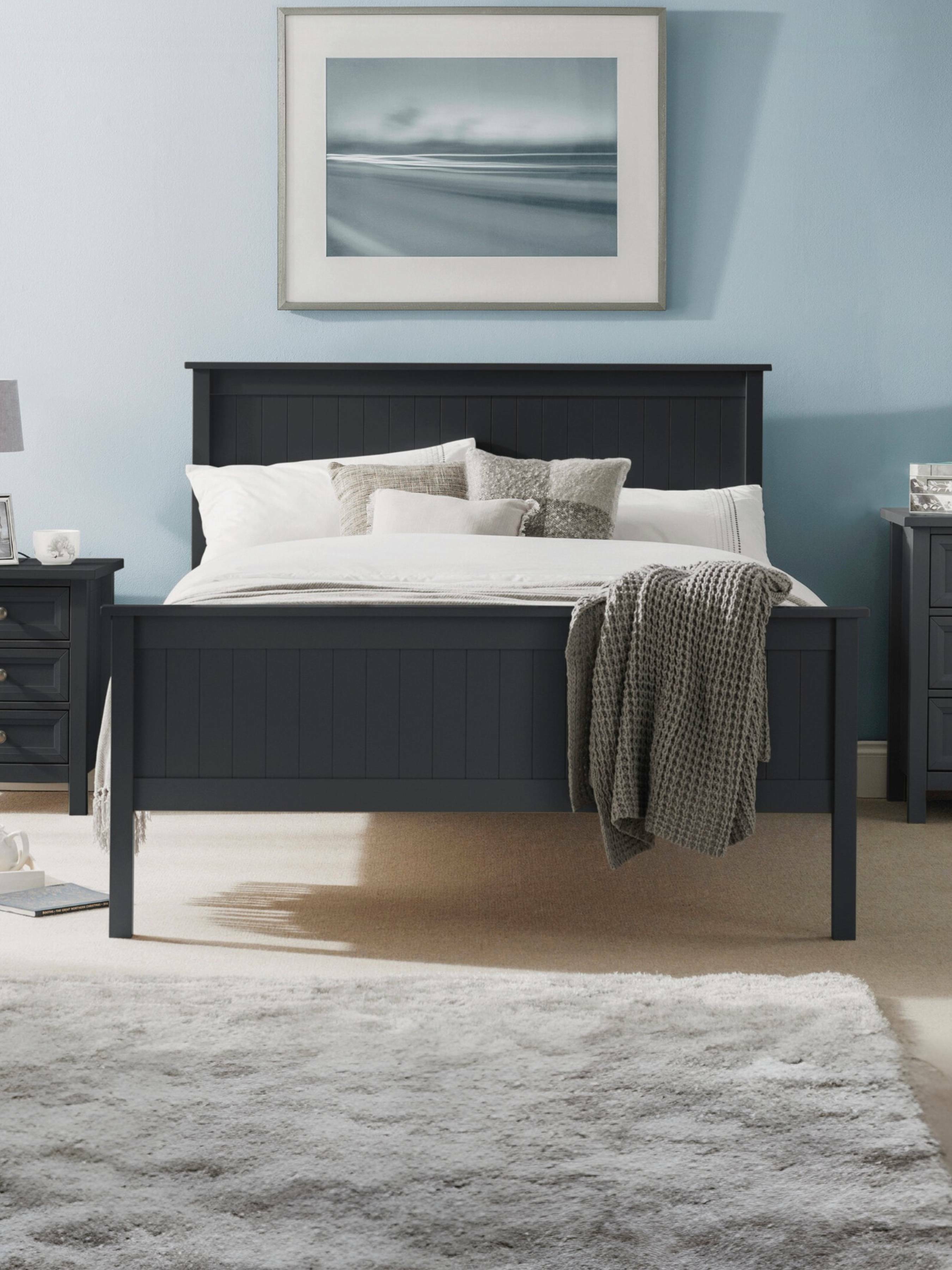 Julian Bowen Maine anthracite bed in a bedroom with light blue walls
