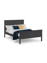 Julian Bowen Maine anthracite bed made up with bedding, on a white background