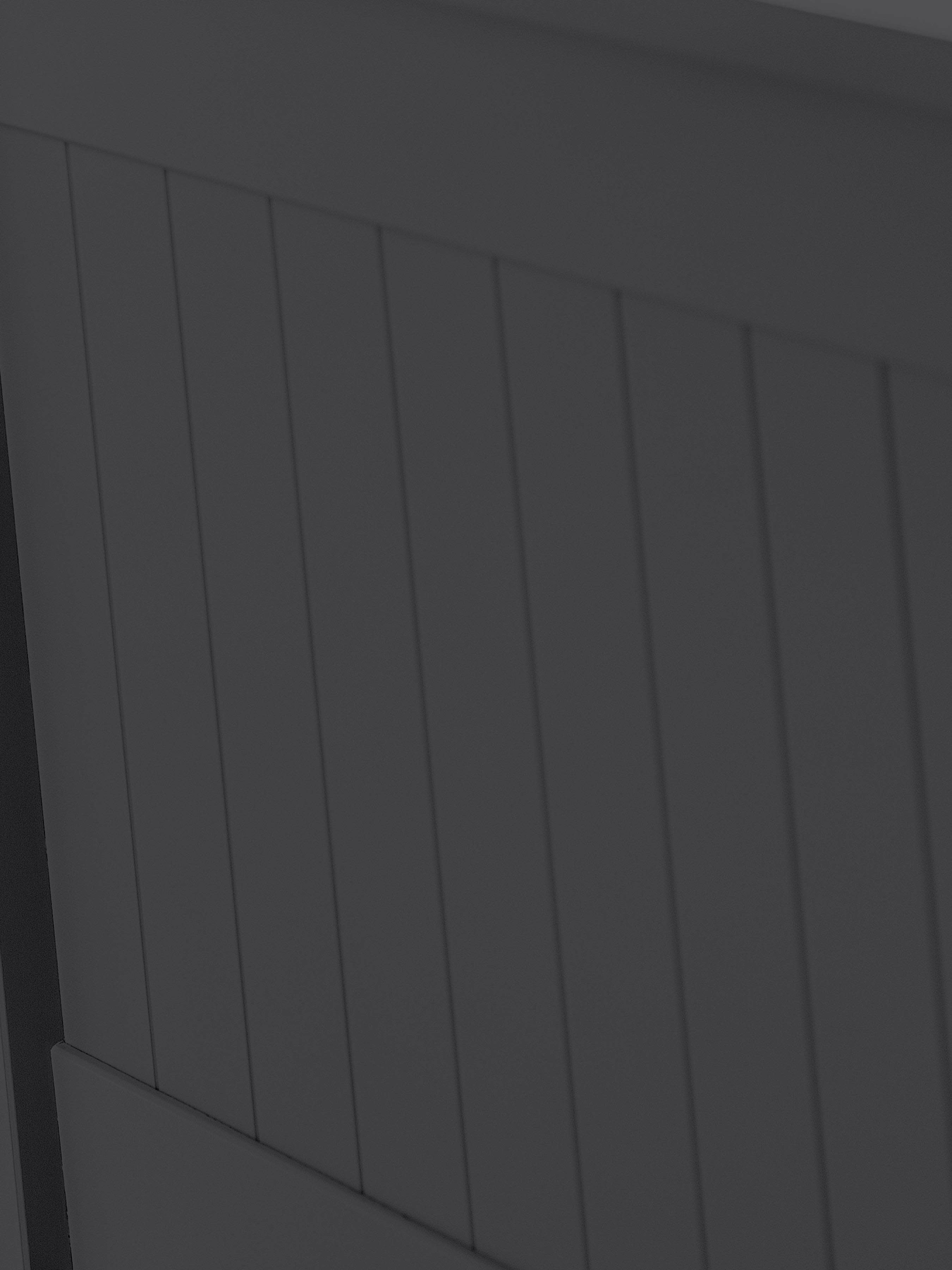 Maine bed: the vertical panelling in anthracite, close up