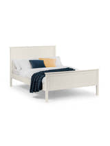 Julian Bowen Maine surf white bed made up with bedding, on a white background