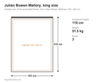Julian Bowen Mallory king size bed: dimensions diagram, 163 x 216 cm outside
