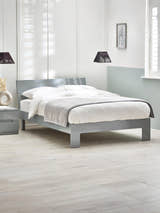 Julian Bowen Manhattan bed in grey high gloss, in a bright bedroom