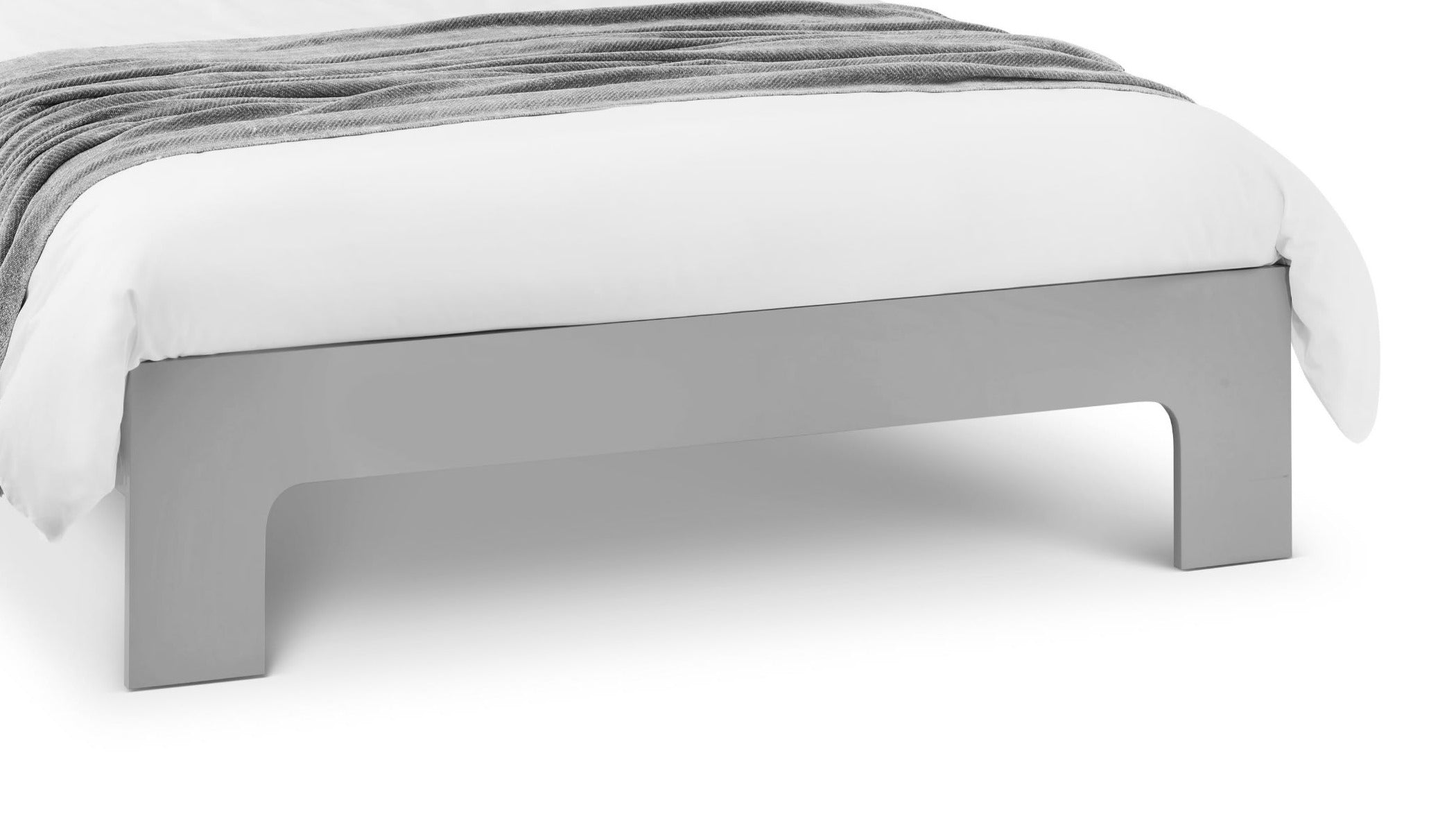 Julian Bowen Manhattan grey high gloss footend with wide block legs, close up