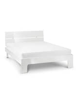 Julian Bowen Manhattan white high gloss bed with a bare mattress, showing the slotted headboard