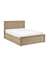 Julian Bowen Padstow oak effect ottoman bed with a mattress, on a white background