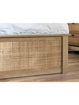 Padstow ottoman bed: woven rattan footboard panel, close up