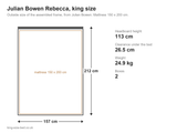 Julian Bowen Rebecca king size bed: dimensions diagram, 157 x 212 cm outside