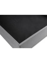 Rialto ottoman bed: corner of the storage space inside the grey linen base, close up