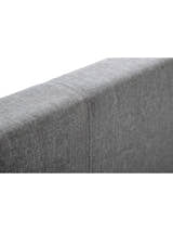 Rialto bed: the grey linen fabric on the padded headboard, close up