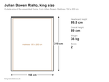 Julian Bowen Rialto king size bed: dimensions diagram, 165 x 210 cm outside
