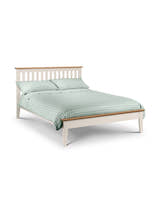 Julian Bowen Salerno ivory and oak shaker bed made up, on a white background