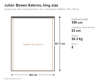 Julian Bowen Salerno king size bed: dimensions diagram, 165 x 207.5 cm outside