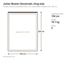 Julian Bowen Savannah king size bed: dimensions diagram, 165 x 220 cm outside