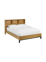 Julian Bowen Sia light oak effect bookcase bed made up, on a white background