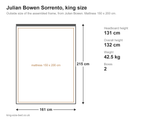 Julian Bowen Sorrento king size bed: dimensions diagram, 161 x 215 cm outside