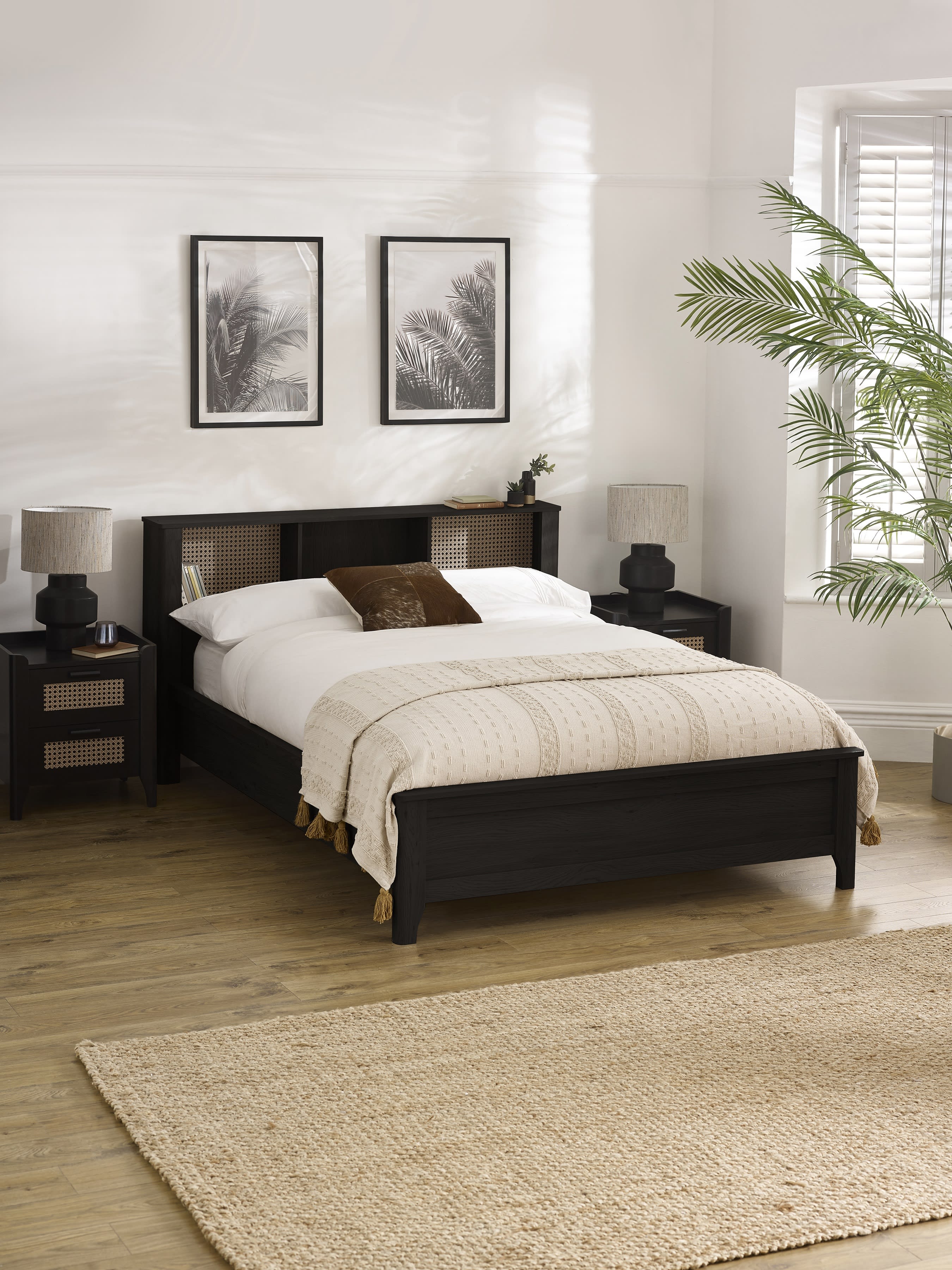 Julian Bowen Sydney bookcase bed in black ash effect, in a bright bedroom