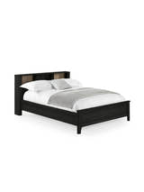 Julian Bowen Sydney black ash effect bookcase bed made up, on a white background