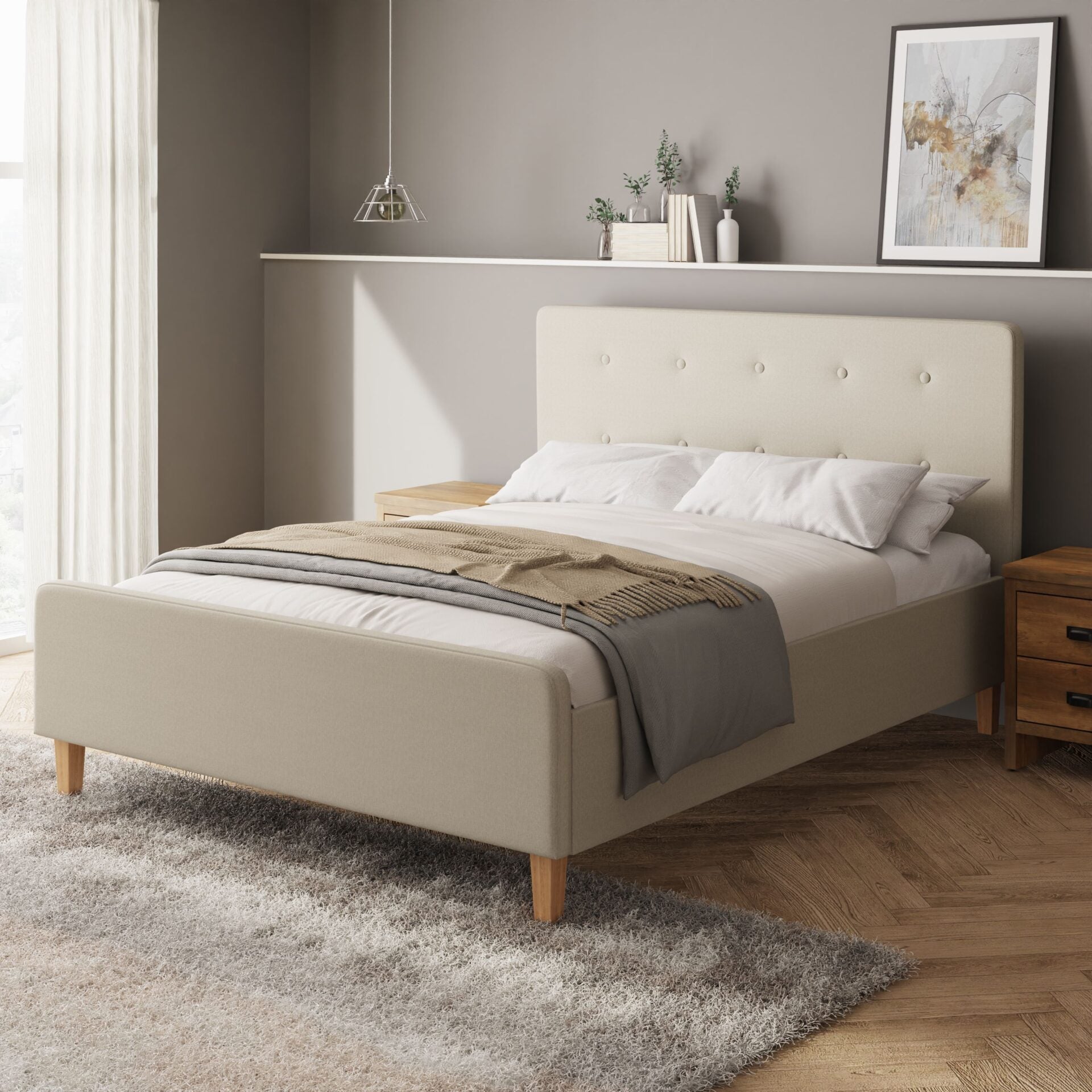 Bayswater ottoman bed in natural