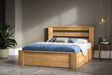 Chiswick solid oak ottoman bed, natural finish, with the storage closed
