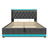 Deptford LED Gaming Bed with Ottoman Storage, in grey linen, on its own