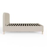 Belgravia stone boucle ottoman bed frame, side view without a mattress