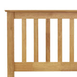 Ruislip wooden ottoman bed in oak, close-up of the slatted headboard
