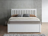 Ruislip wooden ottoman bed in white, from the foot end