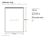 Ladbroke king size dimensions diagram: 160 x 209 cm outside, 110 cm headboard