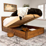 Eltham ottoman bed in solid pine, walnut finish
