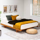 Barbican wooden bed in solid oak, medium finish
