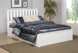 Morden solid rubberwood ottoman bed in white, in a bedroom