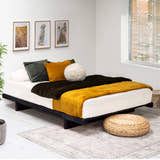 Barbican wooden bed in solid pine, black finish