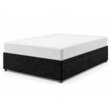 Chenille divan bed base in black with 2 drawers (AI-generated illustration of this divan in the maker's black chenille; mattress for illustration, not included)