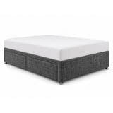 Chenille divan bed base in charcoal with 2 drawers (AI-generated illustration of this divan in the maker's charcoal chenille; mattress for illustration, not included)