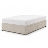 Chenille divan bed base in cream with 2 drawers (AI-generated illustration of this divan in the maker's cream chenille; mattress for illustration, not included)