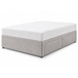 Chenille divan bed base in silver with 2 drawers (AI-generated illustration of this divan in the maker's silver chenille; mattress for illustration, not included)