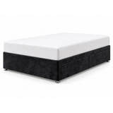 Crushed velvet divan bed base in black with 2 drawers (AI-generated illustration of this divan in the maker's black crushed velvet; mattress for illustration, not included)