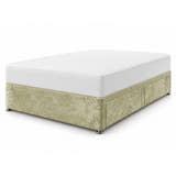 Crushed velvet divan bed base in champagne with 2 drawers (AI-generated illustration of this divan in the maker's champagne crushed velvet; mattress for illustration, not included)