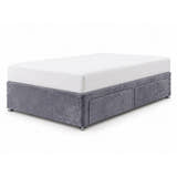 Crushed velvet divan bed base in charcoal with 2 drawers (AI-generated illustration of this divan in the maker's charcoal crushed velvet; mattress for illustration, not included)