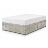 Crushed velvet divan bed base in silver with 2 drawers (AI-generated illustration of this divan in the maker's silver crushed velvet; mattress for illustration, not included)