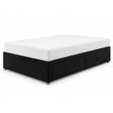 Plush velvet divan bed base in black with 2 drawers (AI-generated illustration of this divan in the maker's black plush velvet; mattress for illustration, not included)