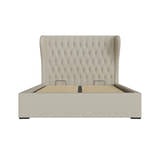 Sloane ottoman bed frame with a 130 cm headboard in natural linen, view 4