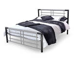 Southwark black and silver metal bed frame, with bedding, angle view